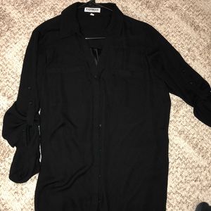 2 for 15 Express chiffon black button up dress